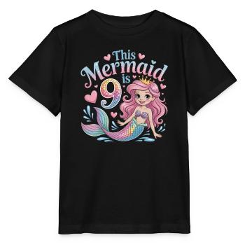 Mermaid 9th Birthday 9 Years - Stanley/Stella MINI CREATOR Kids’ T-Shirt - black - Front - Mikhail (115cm)