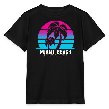 Miami Beach Palmen Neon - Stanley/Stella Kinder T-Shirt MINI CREATOR  - Schwarz - Vorne - Mikhail (115cm)