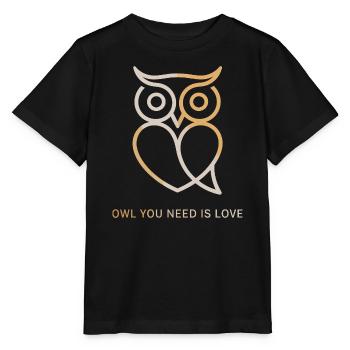 Eulen Owl You Need Is Love Eule Liebe Valentinstag - Stanley/Stella Kinder T-Shirt MINI CREATOR  - Schwarz - Vorne - Mikhail (115cm)