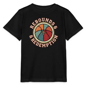 Rebounds And Redemption Christlicher Basketball - Stanley/Stella Kinder T-Shirt MINI CREATOR  - Schwarz - Vorne - Mikhail (115cm)
