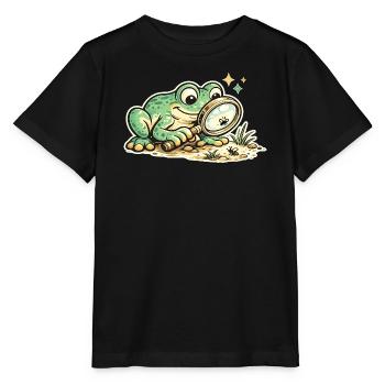 Frog detective in search of clues - Stanley/Stella MINI CREATOR Kids’ T-Shirt - black - Front - Mikhail (115cm)
