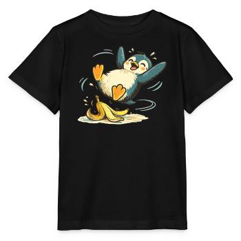 Penguin Jumping Banana - Stanley/Stella MINI CREATOR Kids’ T-Shirt - black - Front - Mikhail (115cm)
