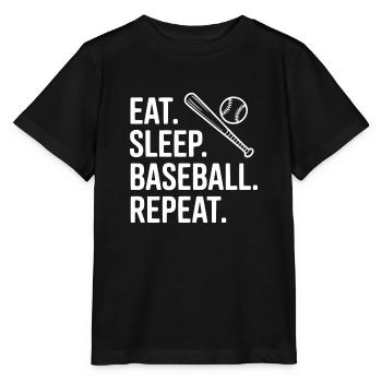 Eat. Sleep. Baseball. Repeat. - Stanley/Stella MINI CREATOR Kids’ T-Shirt - black - Front - Mikhail (115cm)