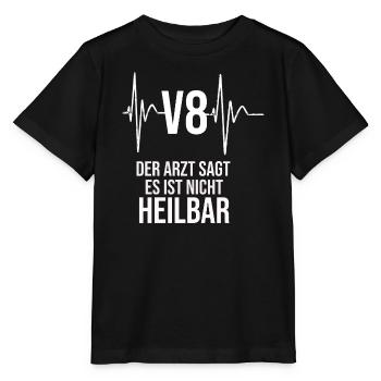 V8 Liebhaber Shirt - Autoliebhaber Shirt - V8  - Stanley/Stella Kinder T-Shirt MINI CREATOR  - Schwarz - Vorne - Mikhail (115cm)