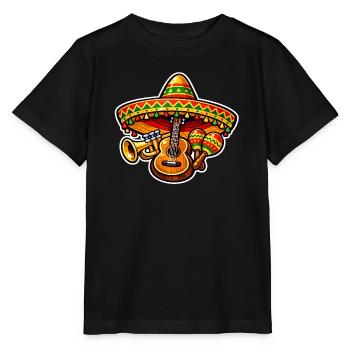 Fiesta Ukulele Sombrero Design - Stanley/Stella Kinder T-Shirt MINI CREATOR  - Schwarz - Vorne - Mikhail (115cm)