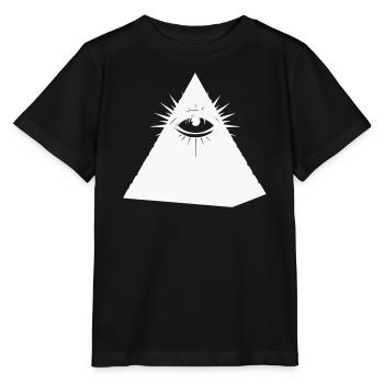Symbole de l’œil pyramidal Illuminati - T-shirt bio MINI CREATOR Stanley/Stella Enfant - noir - Devant - Mikhail (115cm)