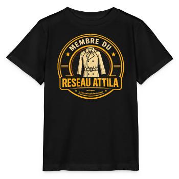 Membre du réseau Attila - humour film culte - T-shirt bio MINI CREATOR Stanley/Stella Enfant - noir - Devant - Mikhail (115cm)