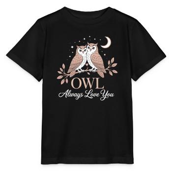 Eulen Owl Always Love You Liebe Valentinstag Eule - Stanley/Stella Kinder T-Shirt MINI CREATOR  - Schwarz - Vorne - Mikhail (115cm)