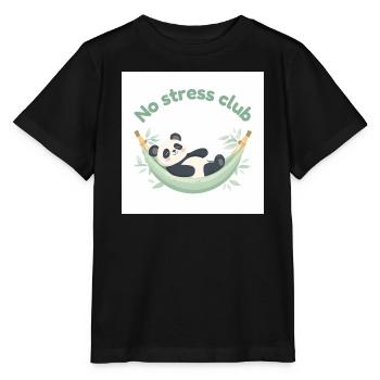 Stressfreier Club Panda in Hängematte - Stanley/Stella Kinder T-Shirt MINI CREATOR  - Schwarz - Vorne - Mikhail (115cm)