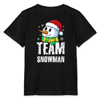 Petit bonhomme de neige mignon avec un chapeau et une écharpe de Père Noël - T-shirt bio MINI CREATOR Stanley/Stella Enfant - noir - Devant - Mikhail (115cm)