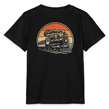 Locomotive, Railway, Steam Locomotive, Model Railway - Stanley/Stella MINI CREATOR Kids’ T-Shirt - black - Front - Mikhail (115cm)