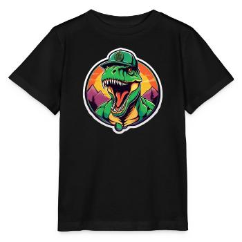 T-Rex Retro Sunset Cap - Stanley/Stella Kinder T-Shirt MINI CREATOR  - Schwarz - Vorne - Mikhail (115cm)
