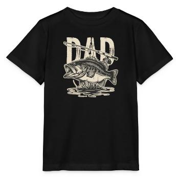 Illustration vintage de poisson bar - T-shirt bio MINI CREATOR Stanley/Stella Enfant - noir - Devant - Mikhail (115cm)