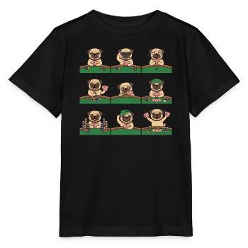 Lustiger Mops Poker Kartenspiel Hund - Stanley/Stella Kinder T-Shirt MINI CREATOR  - Schwarz - Vorne - Mikhail (115cm)