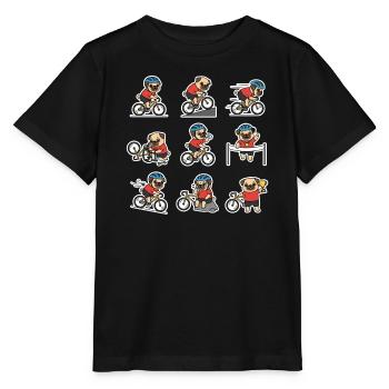 Lustiger Mops Fahrrad Radfahrer Hundeliebhaber - Stanley/Stella Kinder T-Shirt MINI CREATOR  - Schwarz - Vorne - Mikhail (115cm)