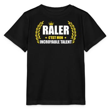Râler c'est mon incroyable talent – humour râleur - T-shirt bio MINI CREATOR Stanley/Stella Enfant - noir - Devant - Mikhail (115cm)