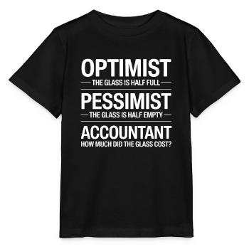Optimist Pessimist Accountant Glass Cost Funny - Stanley/Stella MINI CREATOR Kids’ T-Shirt - black - Front - Mikhail (115cm)