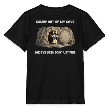 Auferstehung aus der Höhle Spruch - Stanley/Stella Kinder T-Shirt MINI CREATOR  - Schwarz - Vorne - Mikhail (115cm)