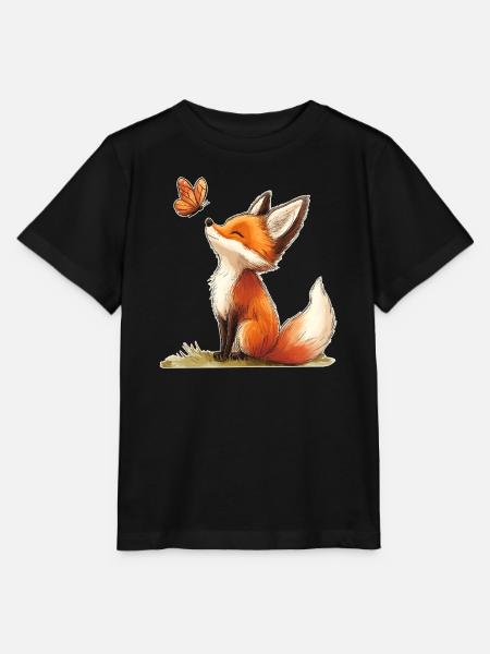 Fuchs mit Schmetterling - Stanley/Stella Kinder T-Shirt MINI CREATOR - Schwarz