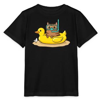 Taucherkatze auf Gummi Ente - Stanley/Stella Kinder T-Shirt MINI CREATOR  - Schwarz - Vorne - Mikhail (115cm)