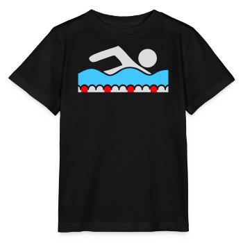 Swimmer, Pictogram, Freestyle, Wave, Pool, Sport - Stanley/Stella MINI CREATOR Kids’ T-Shirt - black - Front - Mikhail (115cm)