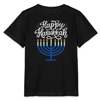 Joyeux Menorah de Hanoucca - T-shirt bio MINI CREATOR Stanley/Stella Enfant - noir - Devant - Mikhail (115cm)