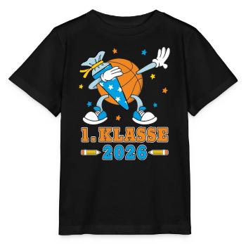 Einschulung Aufstieg 1. Klasse 2026 Basketball - Stanley/Stella Kinder T-Shirt MINI CREATOR  - Schwarz - Vorne - Mikhail (115cm)