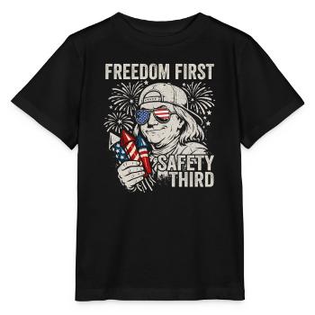 Freedom first, safety in third place, Fra - Stanley/Stella MINI CREATOR Kids’ T-Shirt - black - Front - Mikhail (115cm)