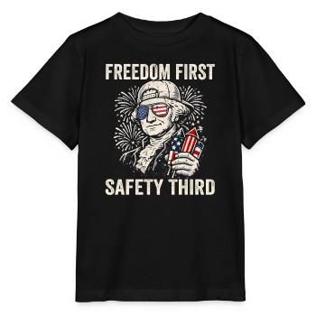 Freedom first, safety in third place, What - Stanley/Stella MINI CREATOR Kids’ T-Shirt - black - Front - Mikhail (115cm)