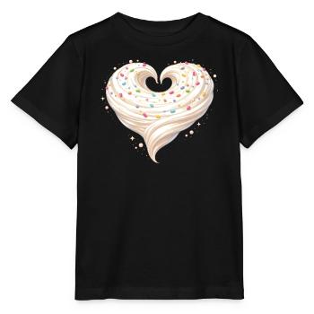 Sahne Herz Backen Süßes Design - Stanley/Stella Kinder T-Shirt MINI CREATOR  - Schwarz - Vorne - Mikhail (115cm)