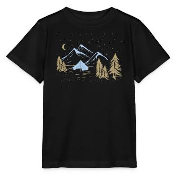Nacht-Bergcamping-Szene - Stanley/Stella Kinder T-Shirt MINI CREATOR  - Schwarz - Vorne - Mikhail (115cm)