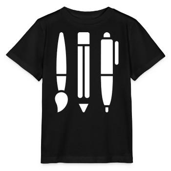 Brush, Pencil and Pen - Art Symbol - Stanley/Stella MINI CREATOR Kids’ T-Shirt - black - Front - Mikhail (115cm)