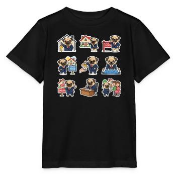 Suesser Mops Makler Immobilien Hundeliebhaber - Stanley/Stella Kinder T-Shirt MINI CREATOR  - Schwarz - Vorne - Mikhail (115cm)