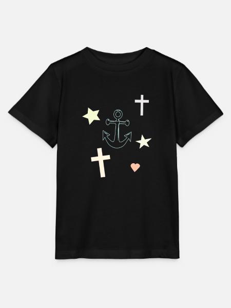 Ankertraum Sterne Herzen Motiv - Stanley/Stella Kinder T-Shirt MINI CREATOR  - Schwarz