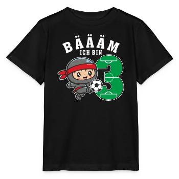 3. Geburtstag Fußball Ninja Jungen Geschenkidee - Stanley/Stella Kinder T-Shirt MINI CREATOR  - Schwarz - Vorne - Mikhail (115cm)