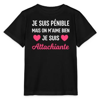Je suis pénible mais on m'aime bien - T-shirt bio MINI CREATOR Stanley/Stella Enfant - noir - Devant - Mikhail (115cm)