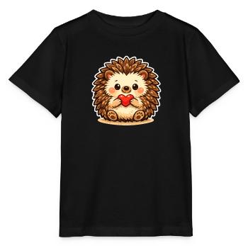 Kuscheliger Igel mit Herz - Stanley/Stella Kinder T-Shirt MINI CREATOR  - Schwarz - Vorne - Mikhail (115cm)