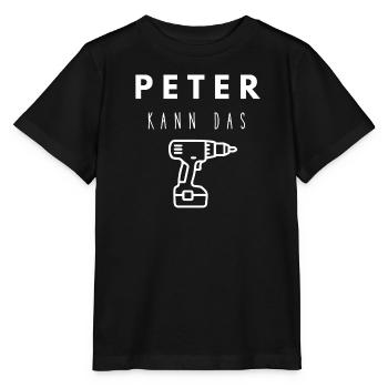 Peter Name Handwerker Werkzeug Akkuschrauber - Stanley/Stella Kinder T-Shirt MINI CREATOR  - Schwarz - Vorne - Mikhail (115cm)