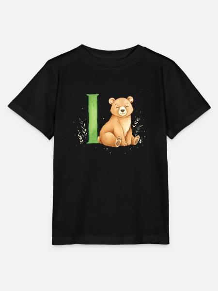 Aquarell Bär mit Buchstabe I - Stanley/Stella Kinder T-Shirt MINI CREATOR - Schwarz