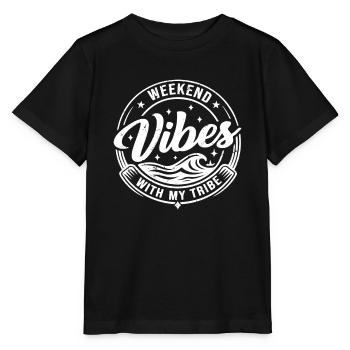 weekend vibes with my tribe - Stanley/Stella Kinder T-Shirt MINI CREATOR  - Schwarz - Vorne - Mikhail (115cm)