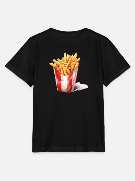 Pommes Fritten PopArt Druck - Stanley/Stella Kinder T-Shirt MINI CREATOR - Schwarz