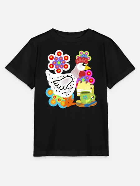  Henne  Kuchen Kaffeepause Kaffee Huhn - Stanley/Stella Kinder T-Shirt MINI CREATOR  - Schwarz