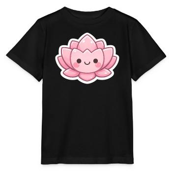 Kawaii Lotus Blossom Pink - Stanley/Stella MINI CREATOR Kids’ T-Shirt - black - Front - Mikhail (115cm)