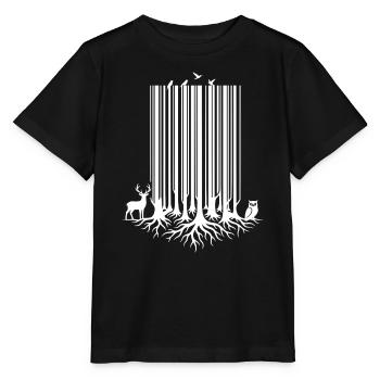 Baum-Barcode White - Stanley/Stella Kinder T-Shirt MINI CREATOR  - Schwarz - Vorne - Mikhail (115cm)