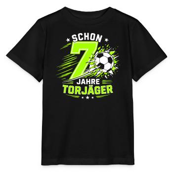 Schon 7 Jahre Torjäger – Fußball Geburtstag - Stanley/Stella Kinder T-Shirt MINI CREATOR  - Schwarz - Vorne - Mikhail (115cm)