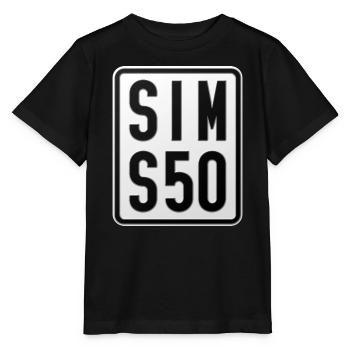 Simson S50 Moped Kennzeichen - Stanley/Stella Kinder T-Shirt MINI CREATOR  - Schwarz - Vorne - Mikhail (115cm)