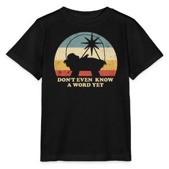 Noël rétro drôle de Bébé Jésus - T-shirt bio MINI CREATOR Stanley/Stella Enfant - noir - Devant - Mikhail (115cm)