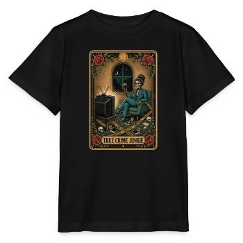 True-Crime-Junkie Tarotkarten-Rätsel - Stanley/Stella Kinder T-Shirt MINI CREATOR  - Schwarz - Vorne - Mikhail (115cm)
