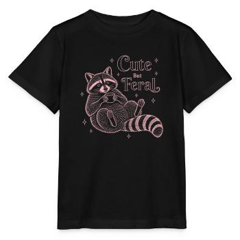 Cute But Feral Raccoon Coffee Shirt - Stanley/Stella MINI CREATOR Kids’ T-Shirt - black - Front - Mikhail (115cm)