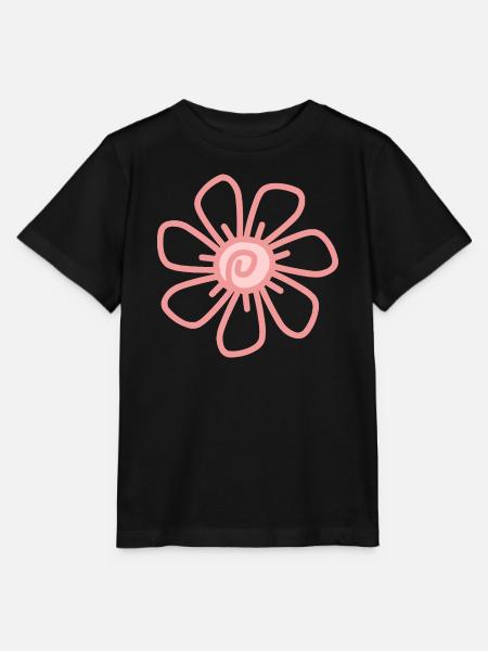 Rosafarbene Blütenzeichnung - Stanley/Stella Kinder T-Shirt MINI CREATOR  - Schwarz